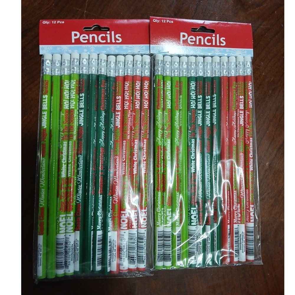 New Christmas Pencils 2 - 12pk Green/Red/White 24 total stationary art school